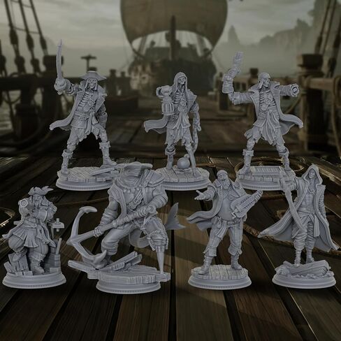 AUSPDICE AS800 Unpainted Pirate Crew Miniatures | DND Minis, RPG Figures, and Fantasy Tabletop Gaming Accessories for Dungeon & Wargame Adventures Chess Games in Saudi Arabia
