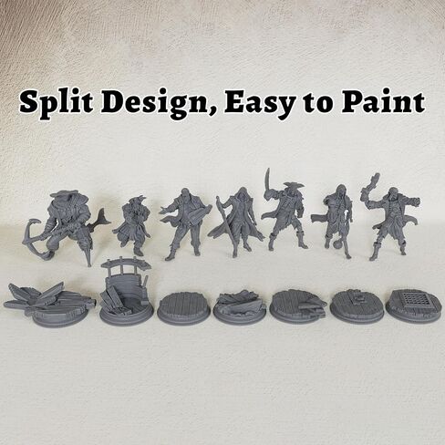 AUSPDICE AS800 Unpainted Pirate Crew Miniatures | DND Minis, RPG Figures, and Fantasy Tabletop Gaming Accessories for Dungeon & Wargame Adventures Chess Games in Saudi Arabia
