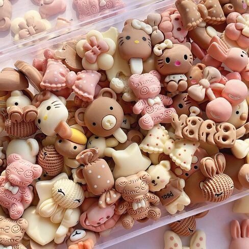 50 pcs Cute Set, Brown Flat Back Bulk Mixed Resin Set Ornament Scrapbooking in Saudi Arabia