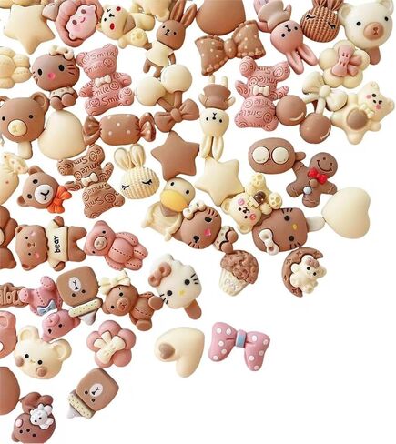 50 pcs Cute Set, Brown Flat Back Bulk Mixed Resin Set Ornament Scrapbooking in Saudi Arabia