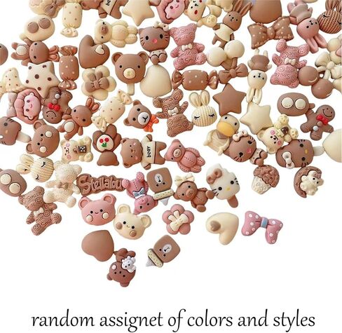 50 pcs Cute Set, Brown Flat Back Bulk Mixed Resin Set Ornament Scrapbooking in Saudi Arabia