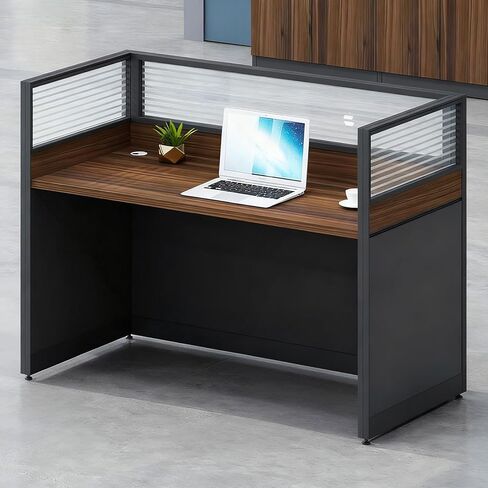 Office Cubicle Desk, Office Cubicle Workstation, Cubicles Desk With Mute Privacy Panels, Offices Cubicles Workstation Computer Table With Cable, For Home/Offices Commercial Workspace, Walnut 2Person-F in Saudi Arabia