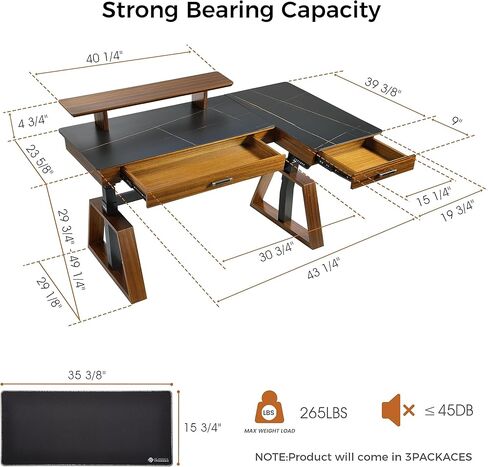 EUREKA ERGONOMIC مكتب قائم كهربائي مع أدراج مزدوجة، مكتب تنفيذي مقاس 63 بوصة، مكتب مكتب على شكل حرف L قابل للتعديل الارتفاع، محطات عمل كمبيوتر مع حامل شاشة، يمين/أسود in Kuwait