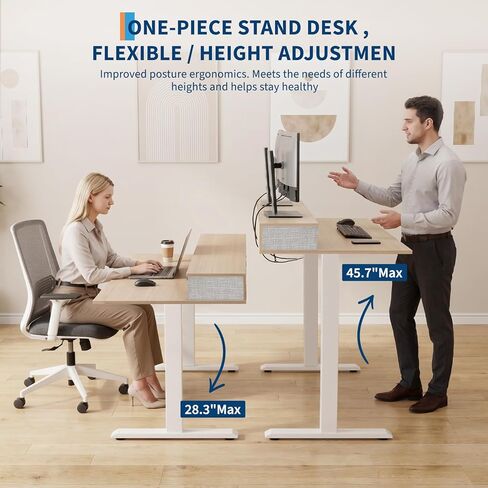Electric Standing Desk 48x24 Inch with Memory Controller, 2 Height Presets & Built-in Monitor Stand, Adjustable Computer Desk for Home Office, Gaming, 160 lbs Capacity in Saudi Arabia