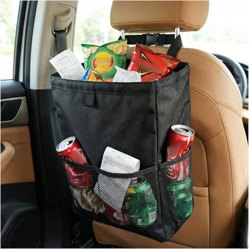 Car Trash Bag, Large Capacity Hanging Auto Trash Can Collapsible Portable Organizer with Storage Pocket, Waterproof Leakproof Oxford Cloth Garbage Bag for Cars Trucks SUVs in Saudi Arabia