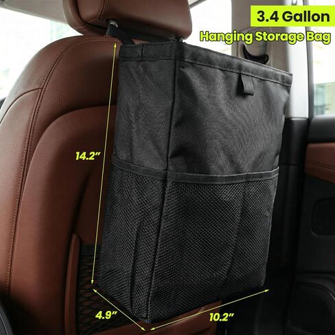 Car Trash Bag, Large Capacity Hanging Auto Trash Can Collapsible Portable Organizer with Storage Pocket, Waterproof Leakproof Oxford Cloth Garbage Bag for Cars Trucks SUVs in Saudi Arabia