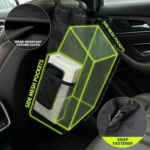 Car Trash Bag, Large Capacity Hanging Auto Trash Can Collapsible Portable Organizer with Storage Pocket, Waterproof Leakproof Oxford Cloth Garbage Bag for Cars Trucks SUVs in Saudi Arabia