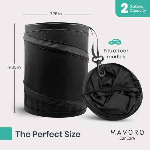 Mavoro 1 Pack, 2 Gallon Car Trash Can | Waterproof Collapsible Pop-Up Car Bin (1 Pack, 2 gal) in Saudi Arabia