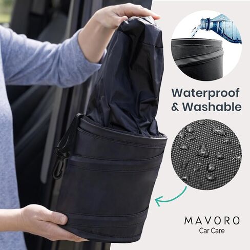 Mavoro 1 Pack, 2 Gallon Car Trash Can | Waterproof Collapsible Pop-Up Car Bin (1 Pack, 2 gal) in Saudi Arabia