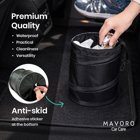 Mavoro 1 Pack, 2 Gallon Car Trash Can | Waterproof Collapsible Pop-Up Car Bin (1 Pack, 2 gal) in Saudi Arabia