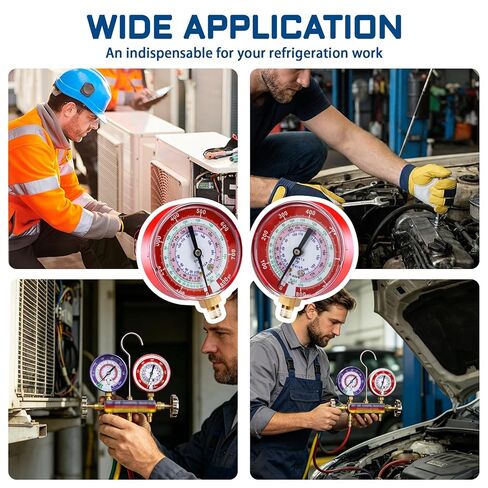 ترقية مقياس مشعب A2L 49117 - أحمر، مقاييس 3-1/8 بوصة (80 مم)، متوافق مع أداة HVAC/R الاحترافية R32، R454B، R410A، ضغط العمل 0-800 رطل لكل بوصة مربعة، خيط Npt 1/4 بوصة، موازين مرمزة بالألوان in Kuwait