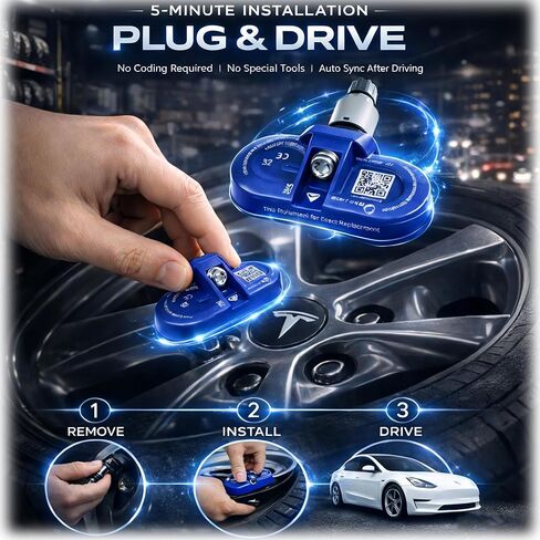 Tesla TPMS Sensor,Upgraded Automotive-Grade All-Weather Bluetooth Tire Pressure Monitoring Sensor Compatible with 2021-2025 Model 3 / Y/S/X, Replacement # 149070101B, 103460200A in Saudi Arabia