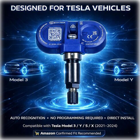 Tesla TPMS Sensor,Upgraded Automotive-Grade All-Weather Bluetooth Tire Pressure Monitoring Sensor Compatible with 2021-2025 Model 3 / Y/S/X, Replacement # 149070101B, 103460200A in Saudi Arabia