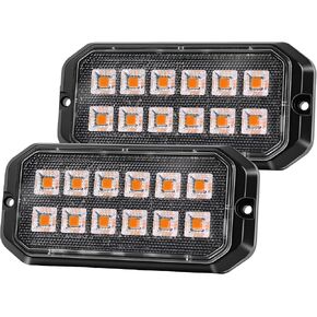 2026 مصابيح LED كهرمانية مطورة، 12-LED مزامنة أضواء شواء كهرمانية، مصابيح تحذيرية من المخاطر وامضة فائقة السطوع للمركبات 12 فولت/24 فولت (عبوتان) in Kuwait