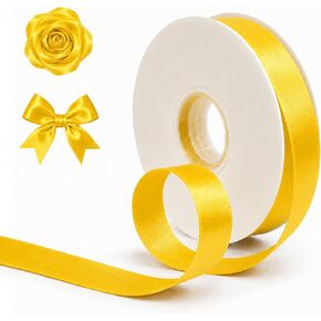 50 Yards Yellow Satin Ribbon 5/8 Inch Double Face Ribbon for Gift Wrapping Bouquets Crafts Wedding Decoration in Saudi Arabia