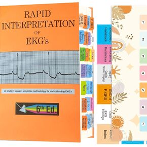 عروات مؤشرة للتفسير السريع للإصدار السادس من EKG، (الكتاب غير متضمن) عروات مغلفة ومرمزة بالألوان، مع دليل المحاذاة والإشارة المرجعية، مقاومة للتمزق ومقاومة للماء in Kuwait