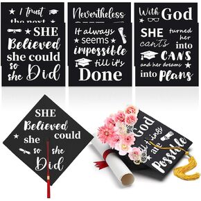 Graduation Cap Topper Stickers, 6 Pack Class of 2026 Grad Cap DIY Decorations Self Adhesive Motivational Inspirational Saying Transfer Stickers for Graduation Gifts Party Supplies in Kuwait