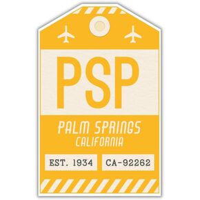 ملصق بطاقة الأمتعة PSP Palm Springs California / ملصق الأمتعة رمز المطار / ديكور سفر قابل للتجميع / تصميم مستوحى من الطراز القديم (أسود) in Kuwait