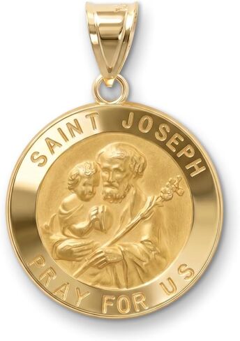 Cross+Crown Premium 14K Yellow Gold Saint Joseph Pendant, Durable Double-Bonded 14K Pendant for Necklace, Women & Mens Gold St Benedict Medal with Premium Jewelry Box, Handcrafted Religious Jewelry in the USA in Saudi Arabia