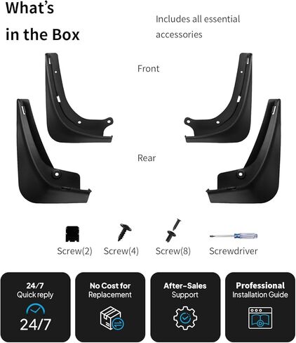 No Drill Mud Flaps for 2017-2023 Tesla Model 3, Heavy Duty Front & Rear All Weather Splash Guards Set for RWD/Long Range/Standard Range Performance Models, OEM-Style Textured Black Mud Guards in Saudi Arabia