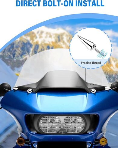 مسامير الزجاج الأمامي، مسامير هدية للزجاج الأمامي متوافقة مع Harley Davidson Road Glide 2015-2024 2022 2023 مسامير تزيين الزجاج الأمامي للدراجات النارية من الكروم in Kuwait
