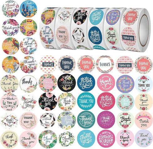 Thank You Stickers Rolls 2500 Pcs - 1 Inch Floral Designs Thank You Stickers Labels for Baking Packaging Envelope Seals Small Business Flower Stickers Tags for Wedding Birthday Party Gift Wrap Bag in Saudi Arabia