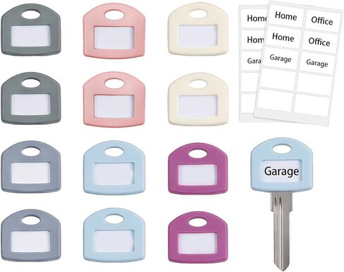 Silicone Key Covers Caps with Clear Windows & Labels, 12 Pcs 6 Colors Key Identifiers for Standard Flat House Keys, 1 Inch Soft Key Protectors Organizer, Not for Odd-Shaped Keys in Saudi Arabia