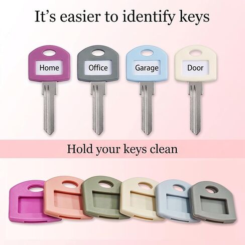 Silicone Key Covers Caps with Clear Windows & Labels, 12 Pcs 6 Colors Key Identifiers for Standard Flat House Keys, 1 Inch Soft Key Protectors Organizer, Not for Odd-Shaped Keys in Saudi Arabia
