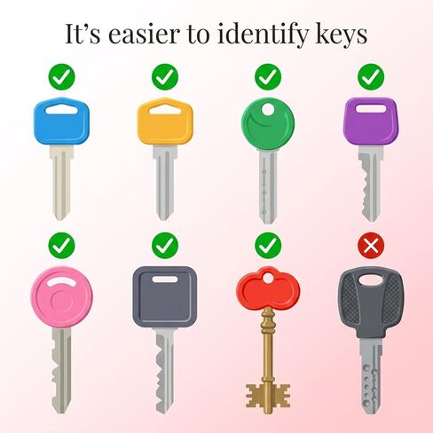 Silicone Key Covers Caps with Clear Windows & Labels, 12 Pcs 6 Colors Key Identifiers for Standard Flat House Keys, 1 Inch Soft Key Protectors Organizer, Not for Odd-Shaped Keys in Saudi Arabia