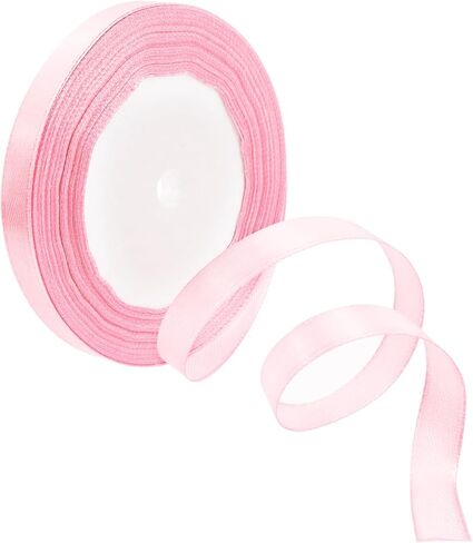 Satin Ribbon 10 mm x 22 m Fabric Festive Ribbon for Gift Wrapping, Crafts, Wedding Decor, Christmas Decoration, Bouquet, Bows Making (Pink) in Saudi Arabia