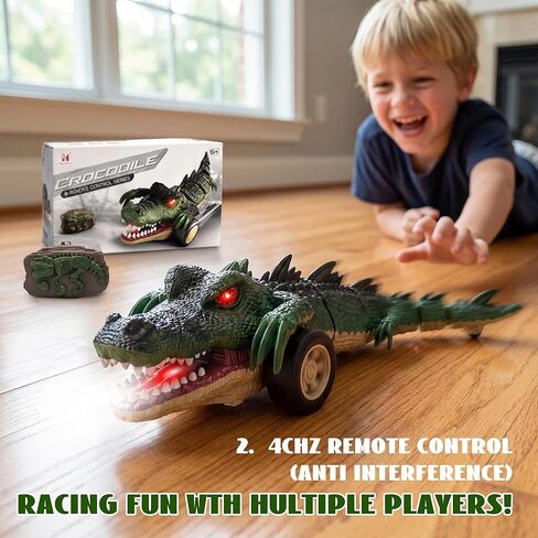 Remote Control Crocodile Car Toy,2.4Ghz RC Toy Cars,Boys 3-12 Year Old,360°Rolling Turns & Slides with Lights Cool Outdoor Toys Birthday Gifts Xmas Gifts (Green) in Saudi Arabia
