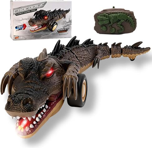 Remote Control Crocodile Car Toy,2.4Ghz RC Toy Cars,Boys 3-12 Year Old,360°Rolling Turns & Slides with Lights Cool Outdoor Toys Birthday Gifts Xmas Gifts (Green) in Saudi Arabia