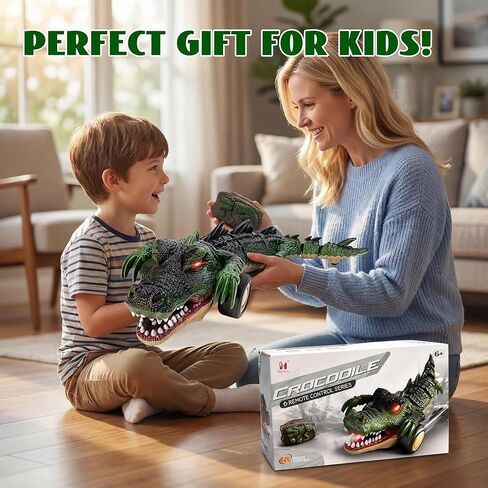Remote Control Crocodile Car Toy,2.4Ghz RC Toy Cars,Boys 3-12 Year Old,360°Rolling Turns & Slides with Lights Cool Outdoor Toys Birthday Gifts Xmas Gifts (Green) in Saudi Arabia