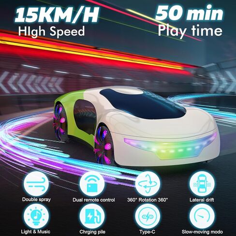 Gesture Sensing Remote Control Car - 2.4GHz Drift RC Stunt Car with Light Spray & Music,360° Rotate Hobby RC Cars Toy for Kids 8-12 in Saudi Arabia