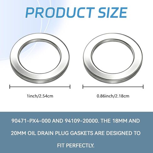 12PCS Transmission & Rear Differential Oil Drain Plug Crush Washer Kit, 20mm & 18mm Engine Oil Plug Gaskets for Honda Acura Accord Civic CR-V Odyssey Pilot, Replace OEM 94109-14000 90471-PX4-00 in Saudi Arabia