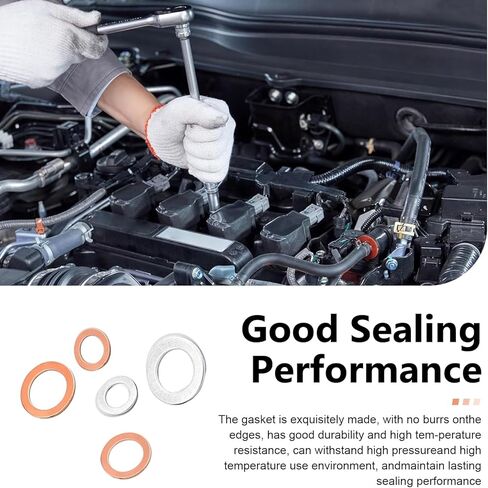 100 PCS Car Oil Drain Plug Gasket Assortment, Oil Drain Plug Washers, M10 M12 M14 M16 M18 Aluminum Copper Engine Crush Washer, Universal for Most Cars Motorcycles (Silver & Gold) in Kuwait
