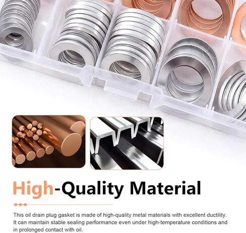 100 PCS Car Oil Drain Plug Gasket Assortment, Oil Drain Plug Washers, M10 M12 M14 M16 M18 Aluminum Copper Engine Crush Washer, Universal for Most Cars Motorcycles (Silver & Gold) in Kuwait