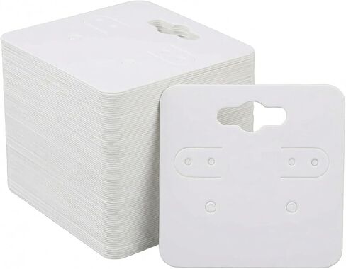 100 Pack Earring Display Cards, 2 Inch Blank Hanging Jewelry Cards with 6 Holes, White Earring Holder Cards for Earrings, Studs & Dangles, Jewelry Display for Craft Shows, Small Business in Saudi Arabia