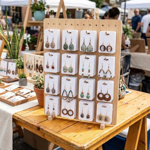 100 Pack Earring Display Cards, 2 Inch Blank Hanging Jewelry Cards with 6 Holes, White Earring Holder Cards for Earrings, Studs & Dangles, Jewelry Display for Craft Shows, Small Business in Saudi Arabia