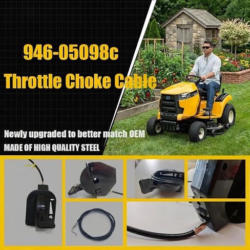 New Upgraded Throttle Choke Cable for Cub Cadet XT1 XT2 GT ST LX Series Fit LT46 LT50 GT50 GT54 ST54 LX46 GX54 Compatible with Craftsman for MTD for Troy-Bilt Replaces 946-05098C 946-05098A 746-05098A in Kuwait