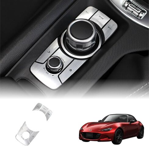BARZA MZD Connect Controller Sticker for Mazda MX-5 Miata Roadster ND, Brushed Aluminum Style Film, Vehicle-Specific Trim, Scratch Protection, ND5RC Abarth 124 Spider, Made in Japan, LHD in Saudi Arabia