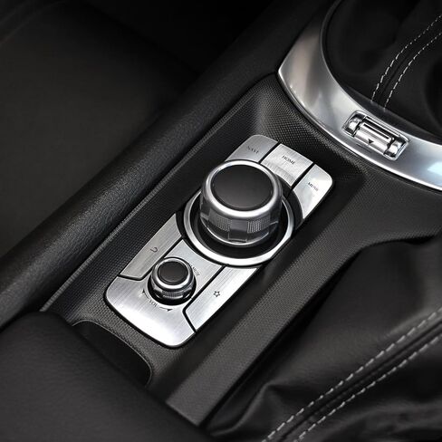 BARZA MZD Connect Controller Sticker for Mazda MX-5 Miata Roadster ND, Brushed Aluminum Style Film, Vehicle-Specific Trim, Scratch Protection, ND5RC Abarth 124 Spider, Made in Japan, LHD in Saudi Arabia