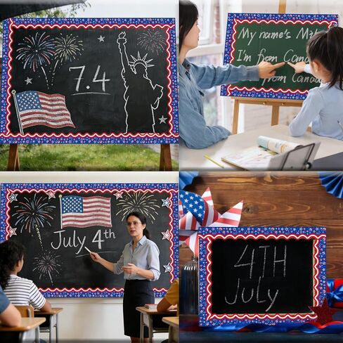 68.9 Feet Patriotic Bulletin Board Border Fireworks Stars Red White Striped Decoration Sticker for on July 4thClassroom Blackboard Independence Day Party Decoration in Saudi Arabia