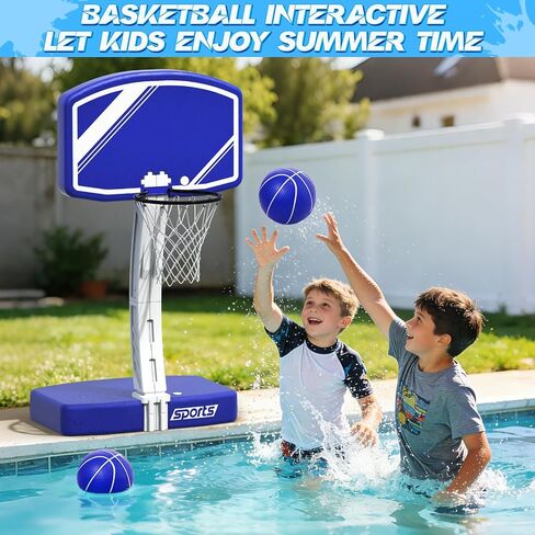 Pool Basketball Hoop&Pool Volleyball Net 2 in 1,Pool Toys Basketball Game with Weighted Base&Stand,2 Water Volleyball&2 Basketball and Pump,Summer Outdoor Family Party Pool Games for Kids Adults in Saudi Arabia