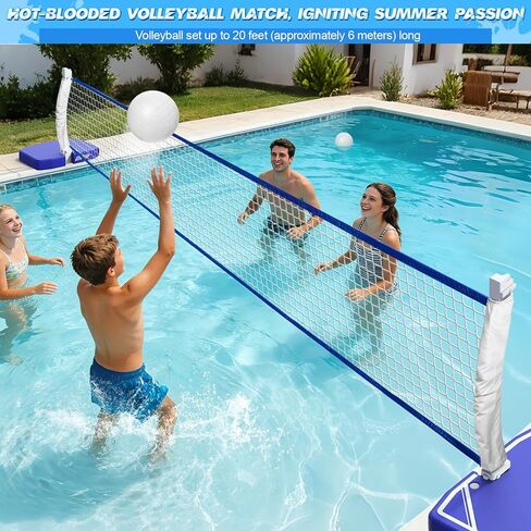 Pool Basketball Hoop&Pool Volleyball Net 2 in 1,Pool Toys Basketball Game with Weighted Base&Stand,2 Water Volleyball&2 Basketball and Pump,Summer Outdoor Family Party Pool Games for Kids Adults in Saudi Arabia