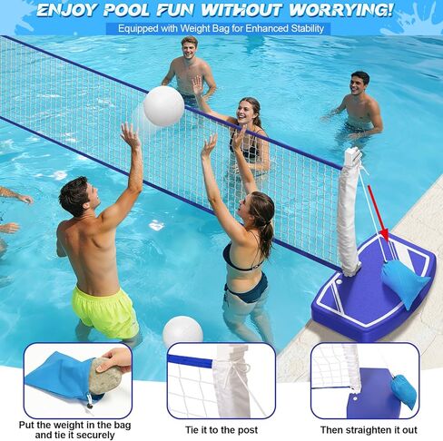 Pool Basketball Hoop&Pool Volleyball Net 2 in 1,Pool Toys Basketball Game with Weighted Base&Stand,2 Water Volleyball&2 Basketball and Pump,Summer Outdoor Family Party Pool Games for Kids Adults in Saudi Arabia