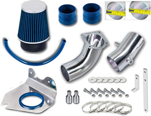 مجموعة مدخل الهواء البارد مع فلتر أزرق قابل لإعادة الاستخدام متوافق مع Ford 94-95 Mustang 5.0L V8 in Kuwait