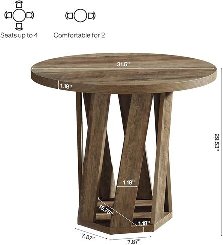 Tribesigns Round Conference Table for 2-4 People, 31.5-Inch Small Office Table with Sturdy Base, Compact Wooden Home Office Meeting Desk for Small Spaces, Rustic Brown in Kuwait