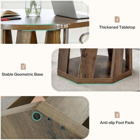 Tribesigns Round Conference Table for 2-4 People, 31.5-Inch Small Office Table with Sturdy Base, Compact Wooden Home Office Meeting Desk for Small Spaces, Rustic Brown in Kuwait