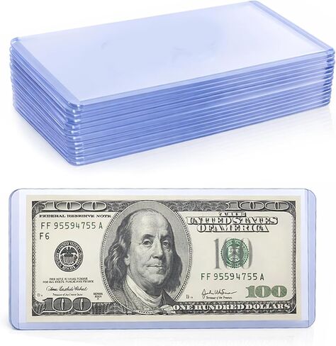 25 Pack Dollar Bill Sleeves, 6.9" x 3"Currency Sleeves, Dollar Bill Holders, Plastic Money Holder Sleeve Protectors, Dollar Banknotes Top-Insert Holders for Collectors in Saudi Arabia
